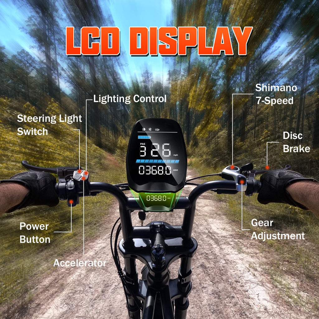 Electric Bike for Adults, 1500W Peak Ebike, 48V 15AH Waterproof Removable Battery, 7 Speed, 30 MPH Max, 20" Electric Off-Road Bike, UL 2849 Certification