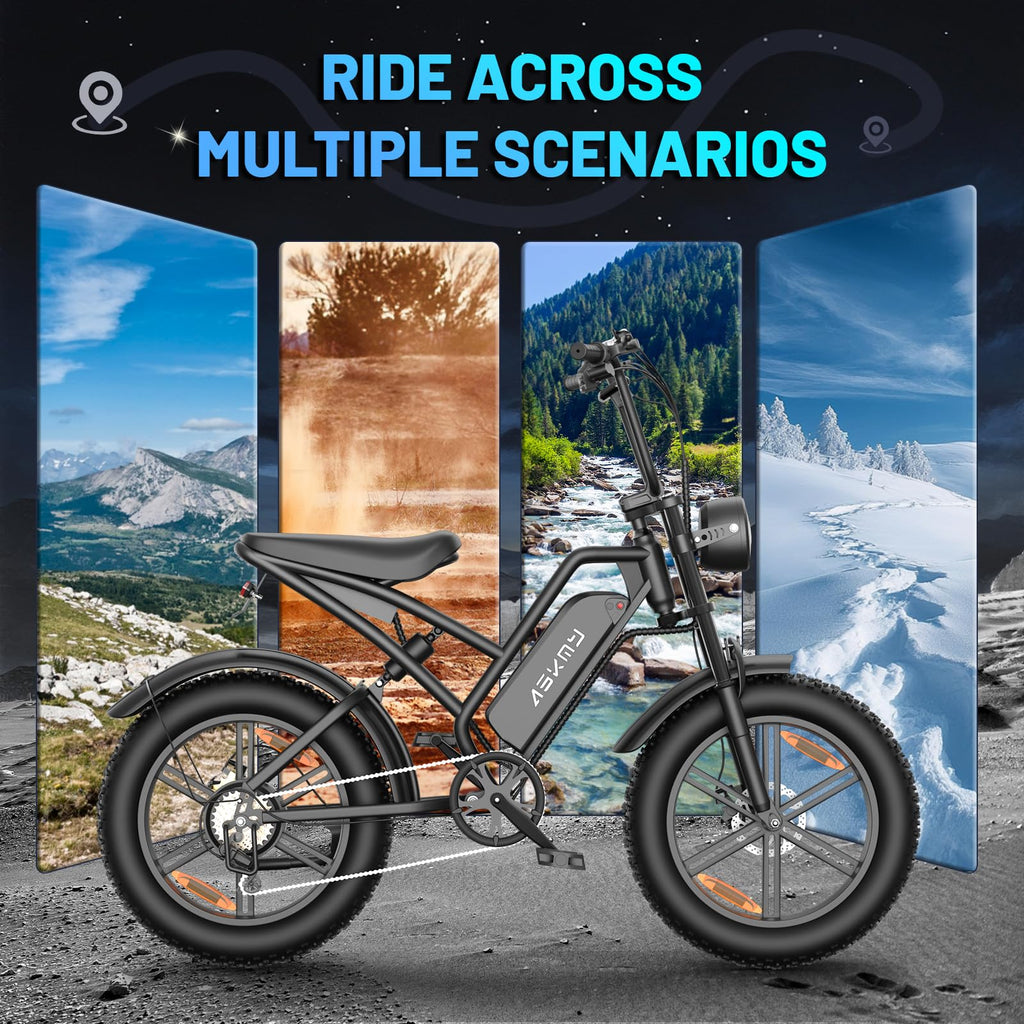 Electric Mountain Bike for Adults, 1500W Peak Motor Ebike, 28 MPH and 60 Miles PAS Range, 20 Inch Fat Tire Dirt E Bike for All-Terrain, 7 Speed, Electric Bicycles with 48V 15Ah Removable Battery