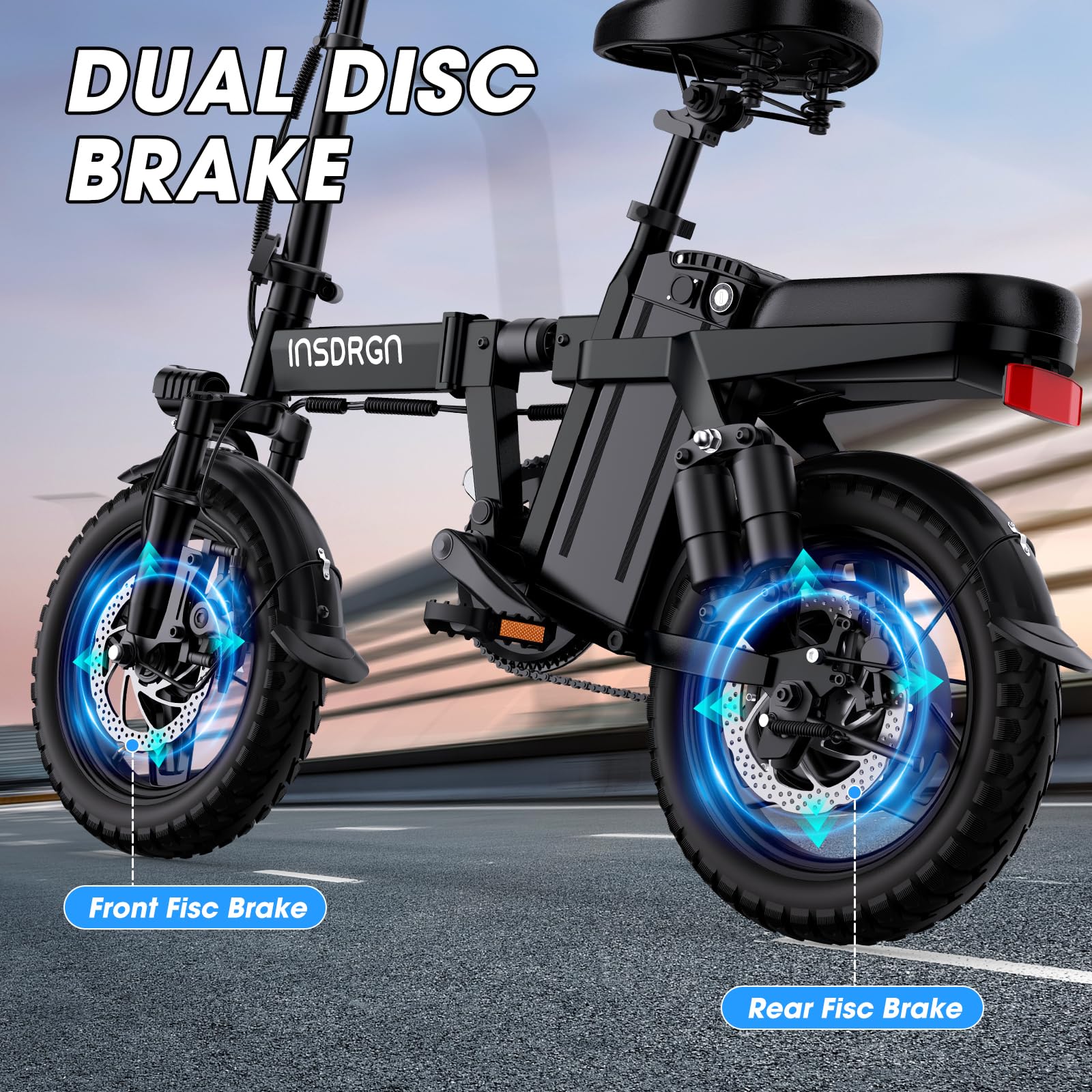 Electric Bike for Adults and Teens,14" Folding Adult E Bike with 650W Peak Motor,20MPH,28Miles Range,Advanced 9-Point Suspension & Dual Disc Brake,Removable Battery,UL 2849 Certified