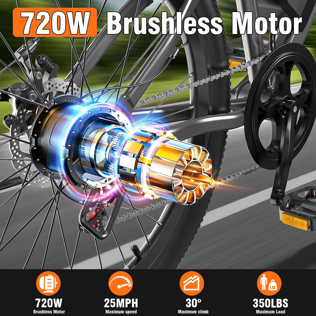 Electric Bike for Adults Teens, Commuter City Ebike with 560W-1200W Motor and 48V Removable Battery, 24MPH-28MPH,14"-20" Electric Bicycle with UL 2849 Certified