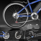 Electric Bike for Adults, 1500W Peak Mountain Ebike with 25 MPH, 65 Miles Range, 7 Speeds, 48V 10Ah Removable Battery 26" Ebike for Commute