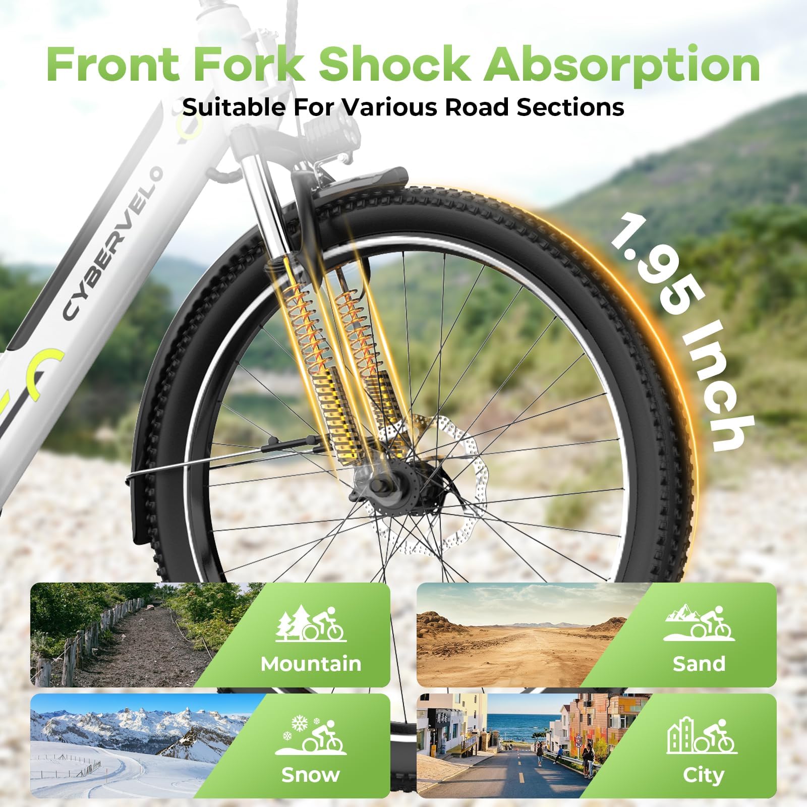 1000 Peak Electric Bike for Adults,up 80 Miles Removable Battery Ebike, 26" Electric E Bike with 7-Speed,Adult Electric Bicycles for Commute Beach Snow Womens/Man All Terrain