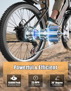 Electric Bike for Adults, 26" City Ebike with 1500W Peak, Up to 25MPH, 65 Miles Range, 7-Speed Adult Electric Bicycles, 48V Internal Removable Battery 26" Tires E-bike for Commute, Adjustable Seat