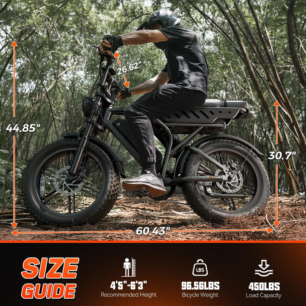 Electric Bike for Adults, 1500W Peak Ebike, 48V 15AH Waterproof Removable Battery, 7 Speed, 30 MPH Max, 20" Electric Off-Road Bike, UL 2849 Certification