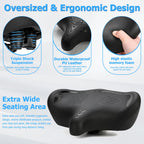 Oversized Bike Seat for Men & Women Comfort, Extra Wide Bicycle Seat Cushion, Comfortable Wing Padded, Large Replacement Saddle for Peloton, Stationary Exercise Bike, Ebike, Cruiser, City Bike