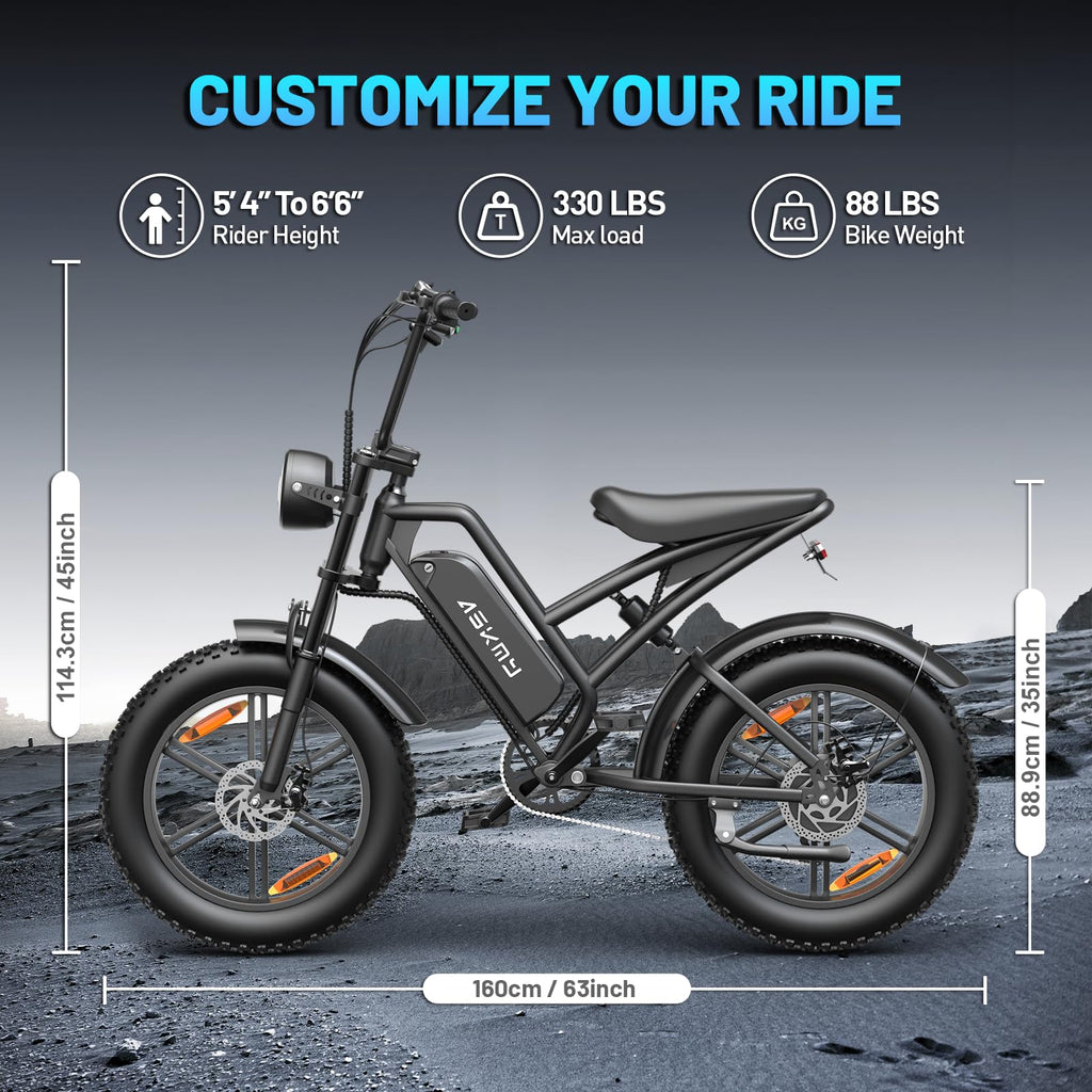 Electric Mountain Bike for Adults, 1500W Peak Motor Ebike, 28 MPH and 60 Miles PAS Range, 20 Inch Fat Tire Dirt E Bike for All-Terrain, 7 Speed, Electric Bicycles with 48V 15Ah Removable Battery