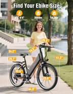 Electric Bike for Adults, 26" City Ebike with 1500W Peak, Up to 25MPH, 65 Miles Range, 7-Speed Adult Electric Bicycles, 48V Internal Removable Battery 26" Tires E-bike for Commute, Adjustable Seat