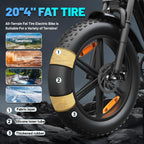 Electric Mountain Bike for Adults, 1500W Peak Motor Ebike, 28 MPH and 60 Miles PAS Range, 20 Inch Fat Tire Dirt E Bike for All-Terrain, 7 Speed, Electric Bicycles with 48V 15Ah Removable Battery