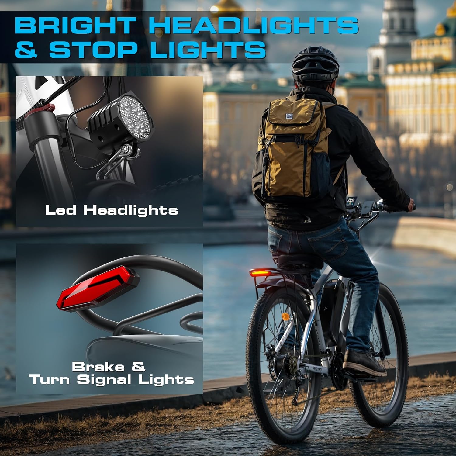 1500W Electric Bike for Men Women 48V 17.5Ah Battery, 29'' Fast Ebike, up to 80 Miles, Front Suspension Class 3, Snow Off Road Commuter Mountain E-Bike for Adults (White) (White and Blue)