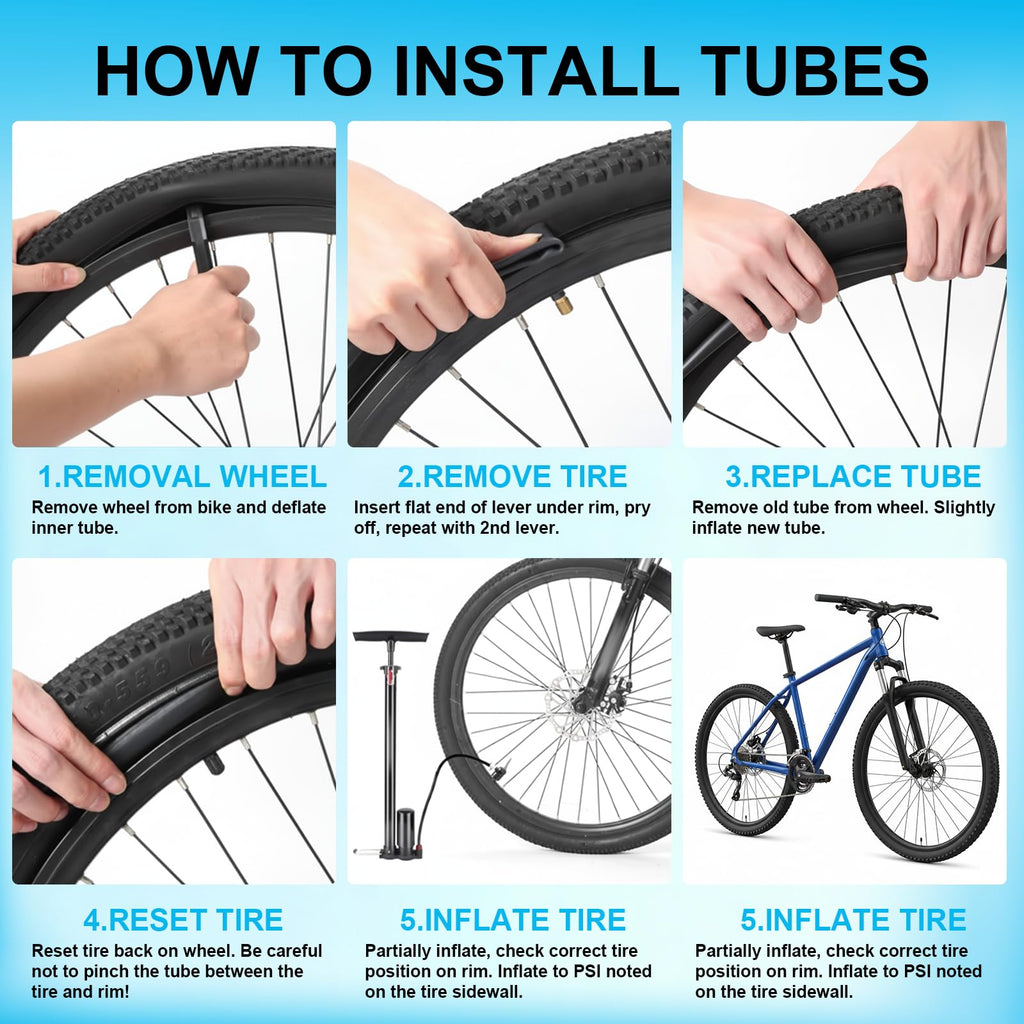 2Pack 20x4.0, 26x4.0 Inch Premium Heavy-Duty Inner Tube with 32mm Schrader Valve Fat Tire Tube– Puncture Resistant Tube for E-Bike, Electric Bicycle,Commuter Bikes & Mountain Bikes with 2 Tire Levers