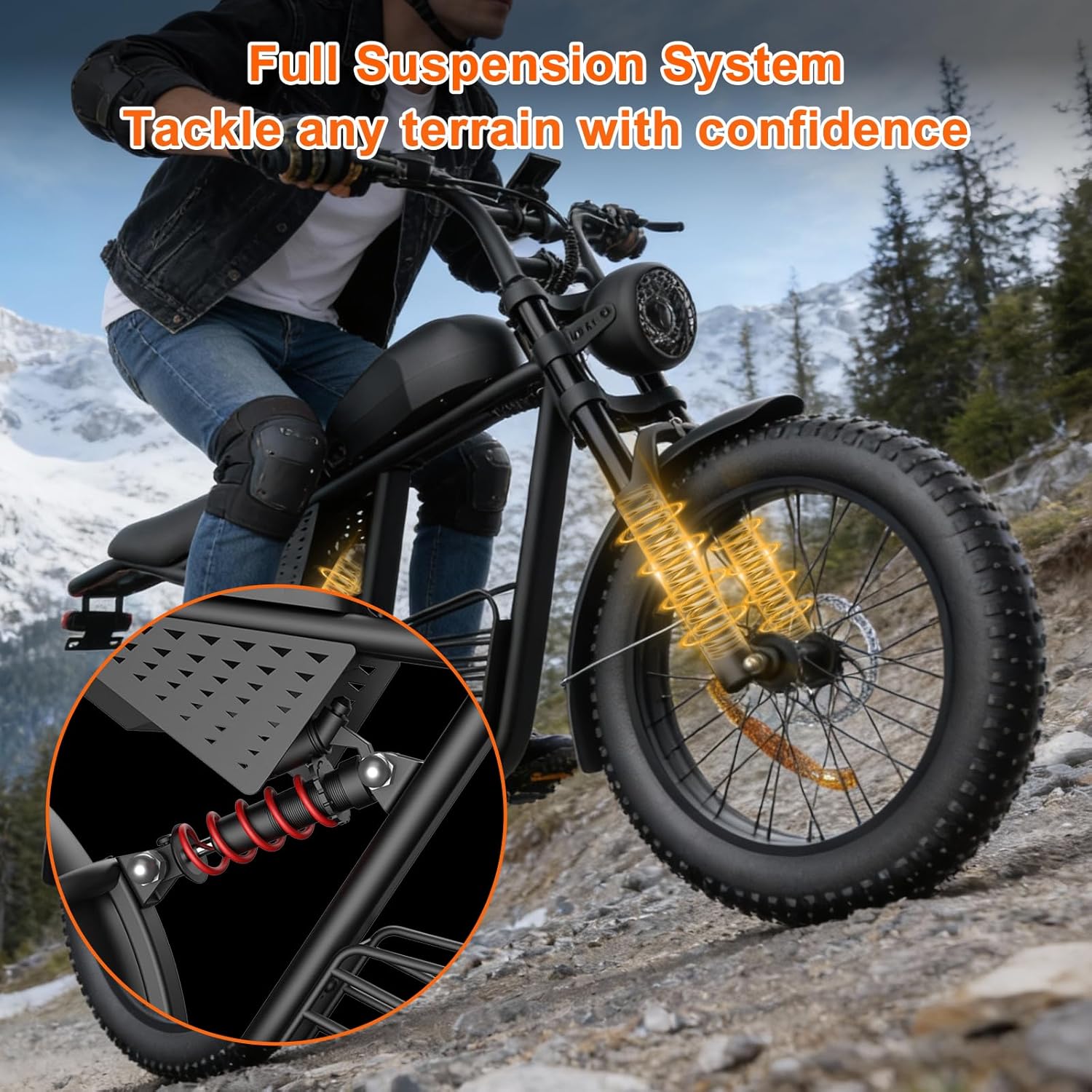 1000W Electric Bike for Adults, 30MPH Max Speed & 50+ Mile Range, 20" x 4.0 Fat Tire Electric Bicycle, Removable 48V 15.6AH Battery, 7-Speed Gear System, LED Display, for Commuting & Off-Road