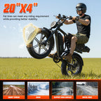 Electric Bike for Adults, 1500W Peak Ebike, 48V 15AH Waterproof Removable Battery, 7 Speed, 30 MPH Max, 20" Electric Off-Road Bike, UL 2849 Certification