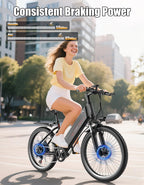 Electric Bike for Adults, 26" City Ebike with 1500W Peak, Up to 25MPH, 65 Miles Range, 7-Speed Adult Electric Bicycles, 48V Internal Removable Battery 26" Tires E-bike for Commute, Adjustable Seat