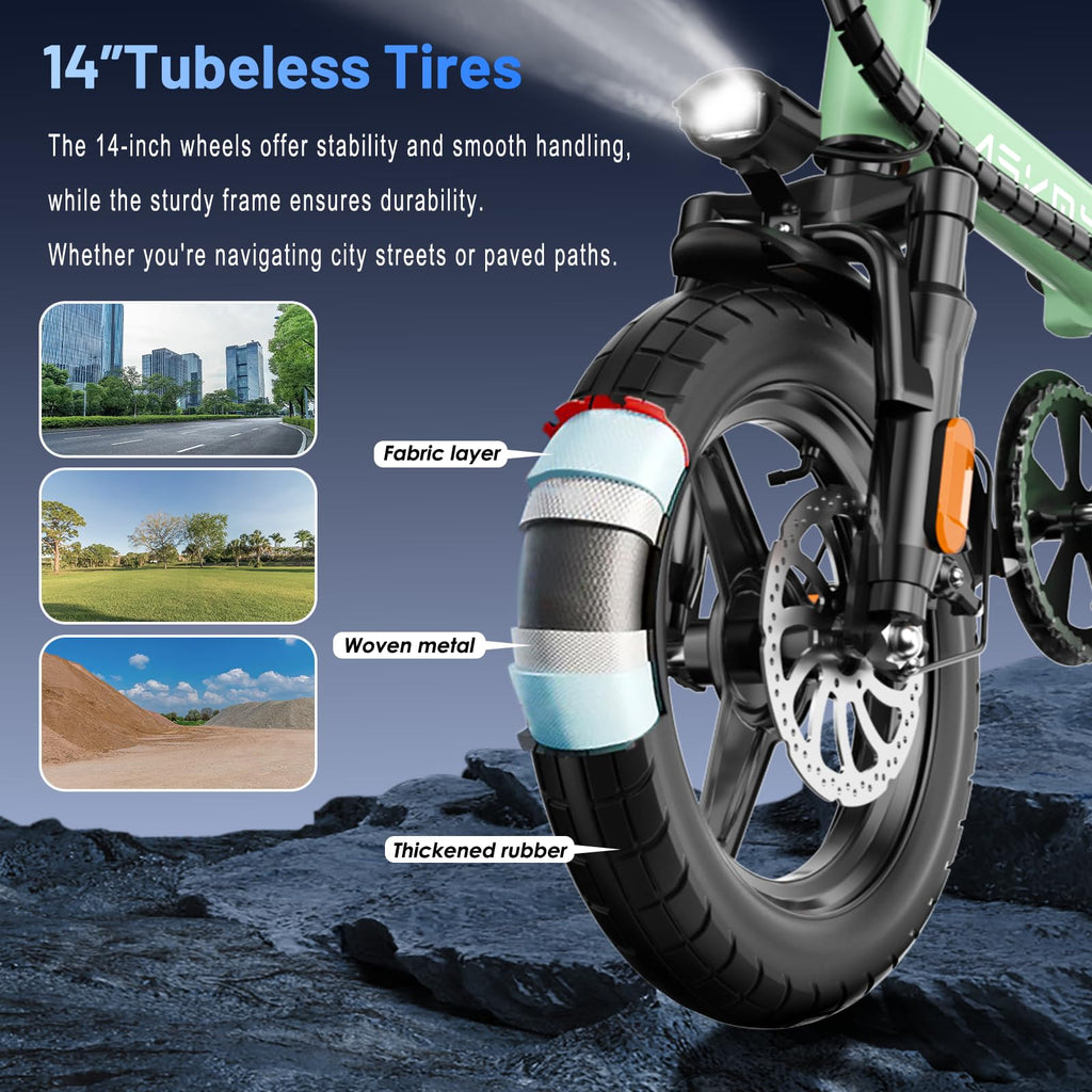 Foldable Electric Bike for Adults and Teens with 750W Peak Motor, Commuter E-Bike with 20 MPH and 30-35 Miles PAS Range, 14" Mini Folding Ebike with 48V Removable Battery, City Electric Bicycle