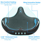 Oversized Bike Seat for Men & Women Comfort, Extra Wide Bicycle Seat Cushion, Comfortable Wing Padded, Large Replacement Saddle for Peloton, Stationary Exercise Bike, Ebike, Cruiser, City Bike