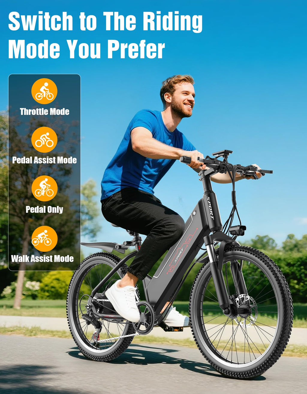 Electric Bike for Adults, 26" City Ebike with 1500W Peak, Up to 25MPH, 65 Miles Range, 7-Speed Adult Electric Bicycles, 48V Internal Removable Battery 26" Tires E-bike for Commute, Adjustable Seat