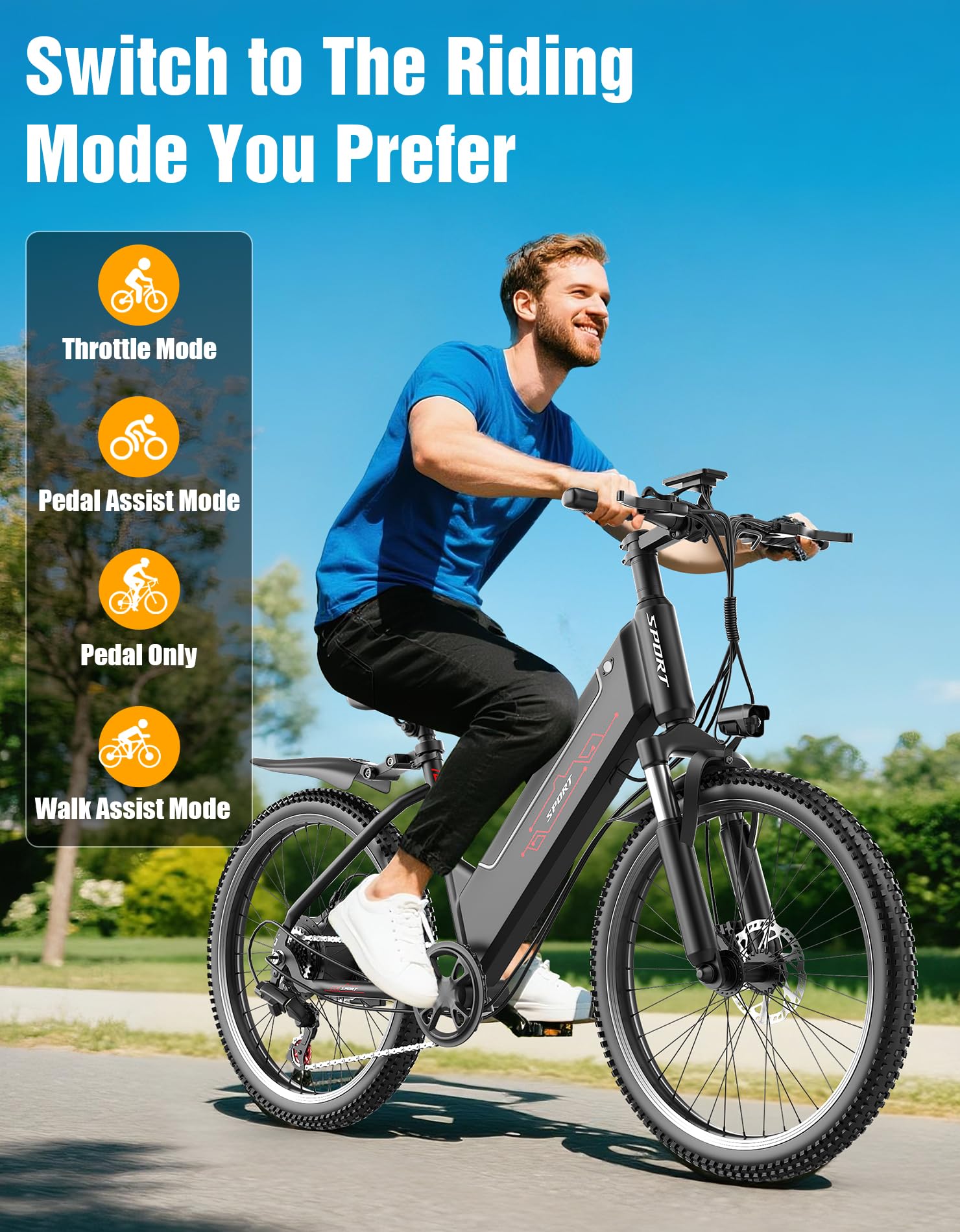 Electric Bike for Adults, 26" City Ebike with 1500W Peak, Up to 25MPH, 65 Miles Range, 7-Speed Adult Electric Bicycles, 48V Internal Removable Battery 26" Tires E-bike for Commute, Adjustable Seat