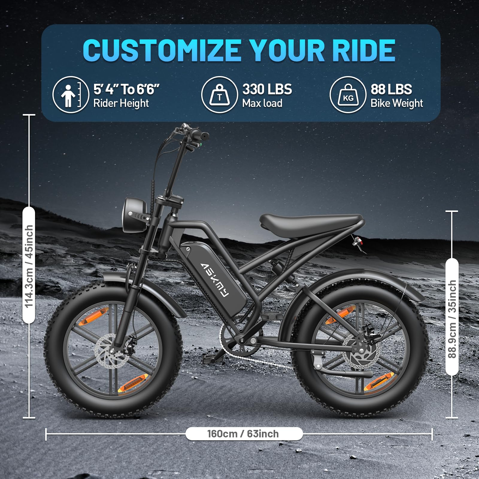 Electric Mountain Bike for Adults, 1500W Peak Motor Ebike, 28 MPH and 60 Miles PAS Range, 20 Inch Fat Tire Dirt E Bike for All-Terrain, 7 Speed, Electric Bicycles with 48V 15Ah Removable Battery