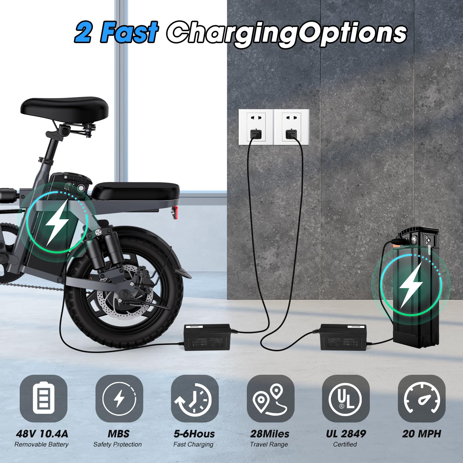 Electric Bike for Adults and Teens,14" Folding Adult E Bike with 650W Peak Motor,20MPH,28Miles Range,Advanced 9-Point Suspension & Dual Disc Brake,Removable Battery,UL 2849 Certified