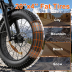1000W Electric Bike for Adults, 30MPH Max Speed & 50+ Mile Range, 20" x 4.0 Fat Tire Electric Bicycle, Removable 48V 15.6AH Battery, 7-Speed Gear System, LED Display, for Commuting & Off-Road